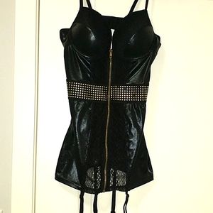 Women's pleather/lace baby doll lingerie/top